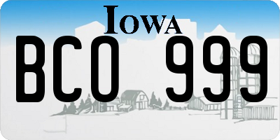 IA license plate BCO999
