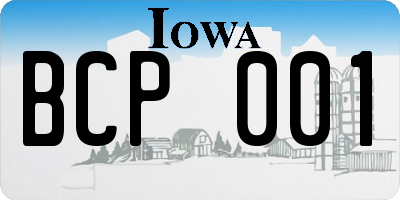IA license plate BCP001
