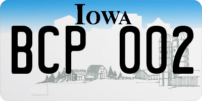 IA license plate BCP002