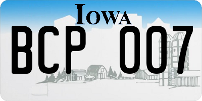 IA license plate BCP007