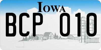 IA license plate BCP010