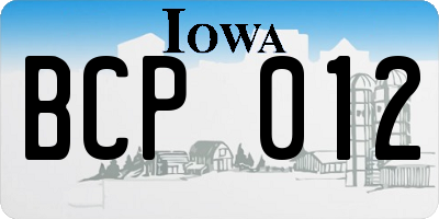 IA license plate BCP012