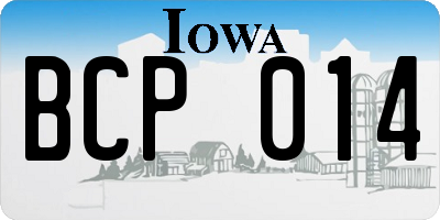 IA license plate BCP014