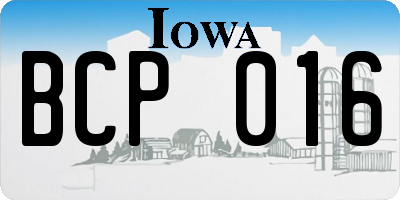 IA license plate BCP016