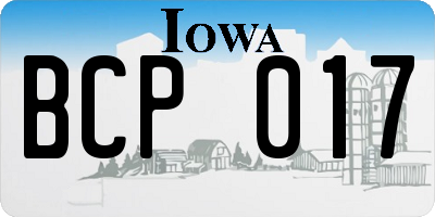IA license plate BCP017