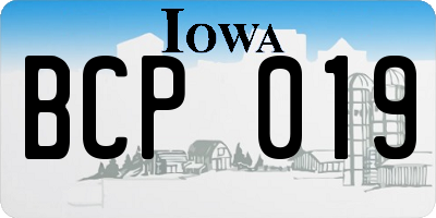 IA license plate BCP019