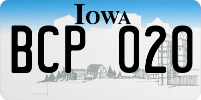 IA license plate BCP020