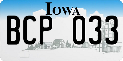 IA license plate BCP033
