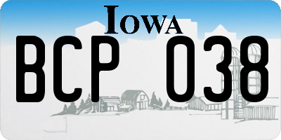 IA license plate BCP038