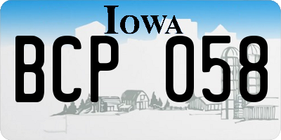 IA license plate BCP058
