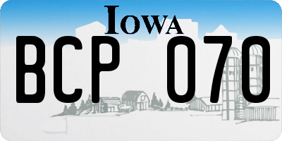 IA license plate BCP070