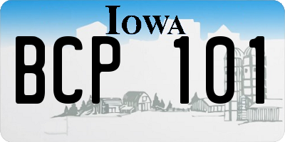 IA license plate BCP101