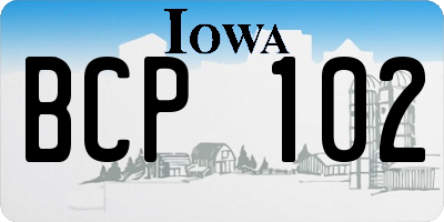 IA license plate BCP102