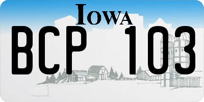 IA license plate BCP103