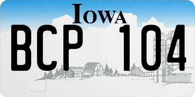 IA license plate BCP104