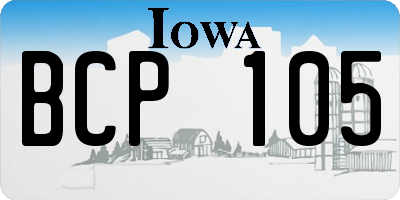 IA license plate BCP105