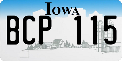 IA license plate BCP115