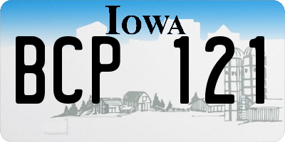 IA license plate BCP121
