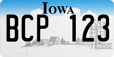 IA license plate BCP123