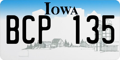 IA license plate BCP135