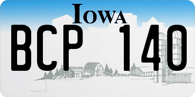 IA license plate BCP140