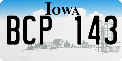 IA license plate BCP143