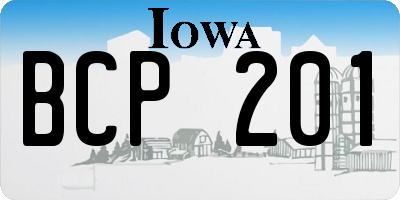 IA license plate BCP201