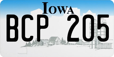 IA license plate BCP205
