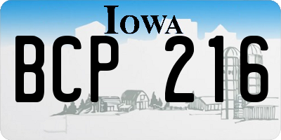 IA license plate BCP216