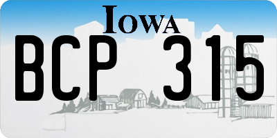 IA license plate BCP315