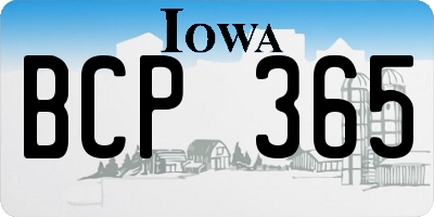 IA license plate BCP365