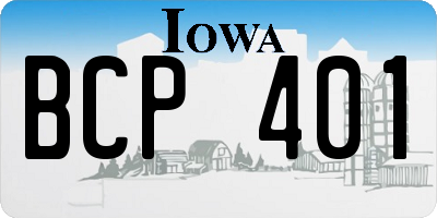 IA license plate BCP401