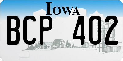 IA license plate BCP402