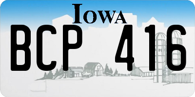IA license plate BCP416