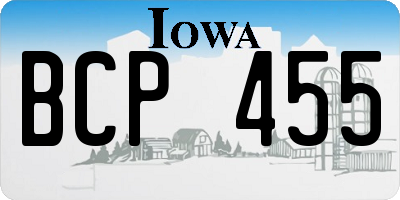 IA license plate BCP455