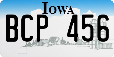 IA license plate BCP456