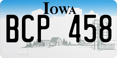 IA license plate BCP458