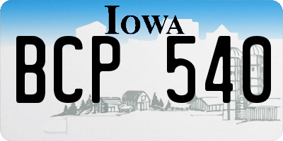 IA license plate BCP540