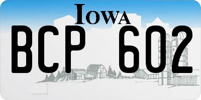 IA license plate BCP602