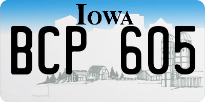 IA license plate BCP605