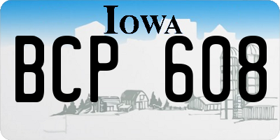 IA license plate BCP608