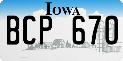 IA license plate BCP670