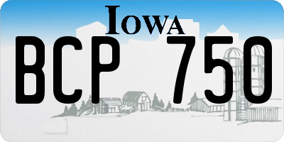 IA license plate BCP750