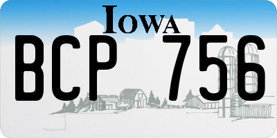 IA license plate BCP756