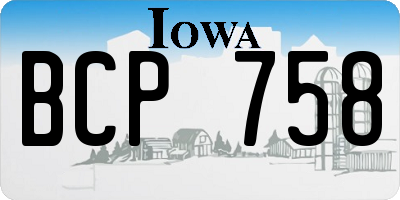 IA license plate BCP758