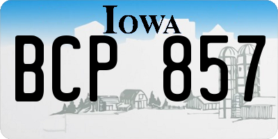 IA license plate BCP857