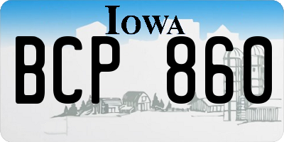 IA license plate BCP860