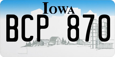 IA license plate BCP870