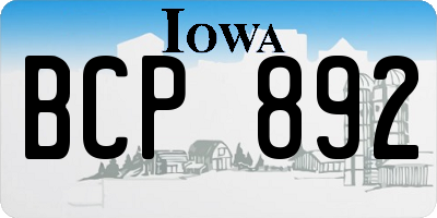 IA license plate BCP892