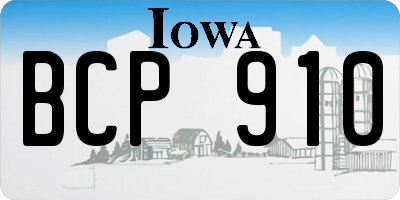 IA license plate BCP910